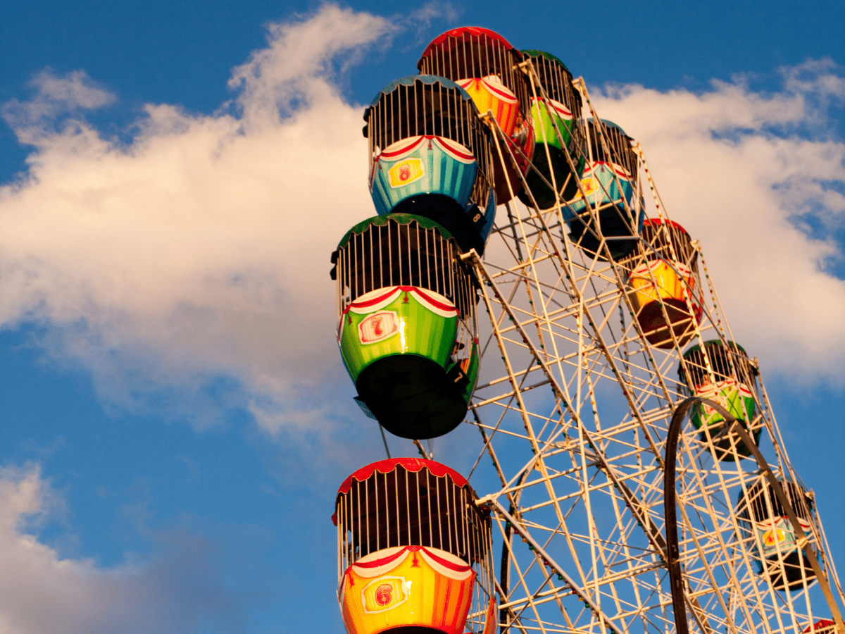 A ferris wheel at an animal-free country fair