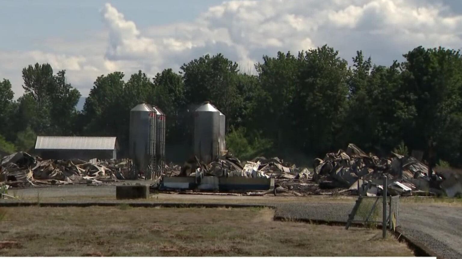 The aftermath of a barn fire in Abbotsford