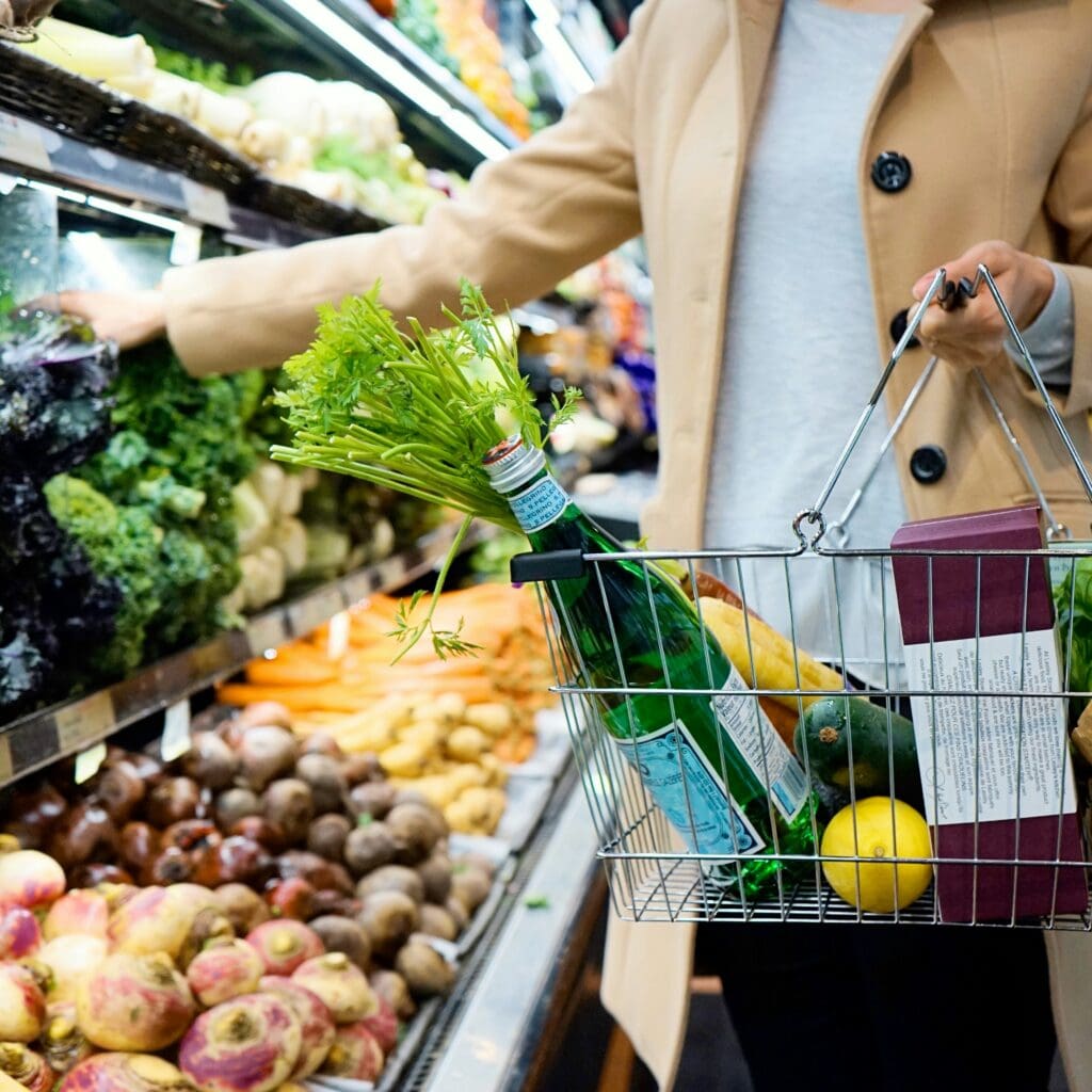 person shopping in a grocery store